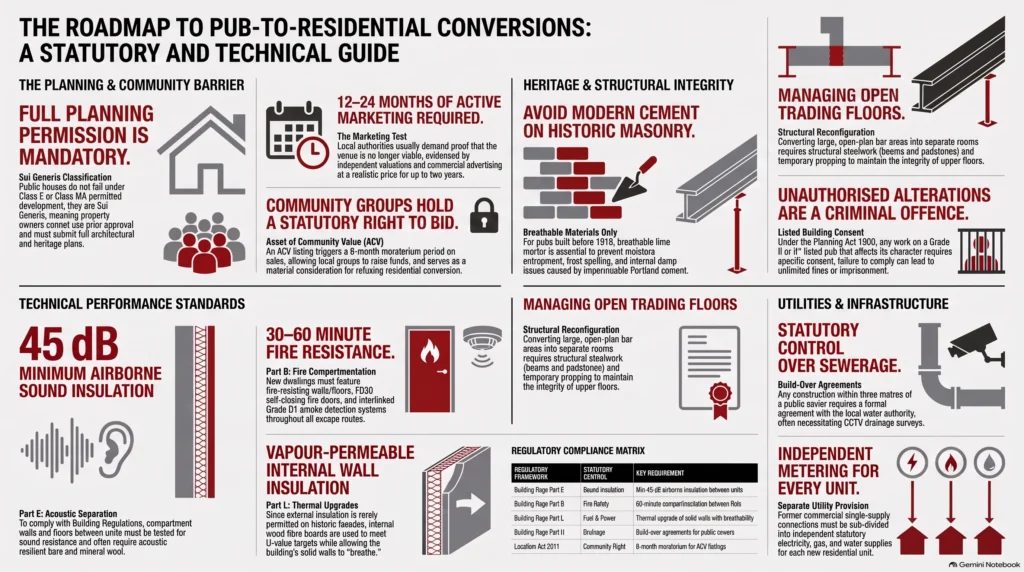 pub conversions, pub to residential conversion, commercial to residential conversion, planning permission for pubs, asset of community value, listed pub conversion, sui generis change of use, class ma permitted development
